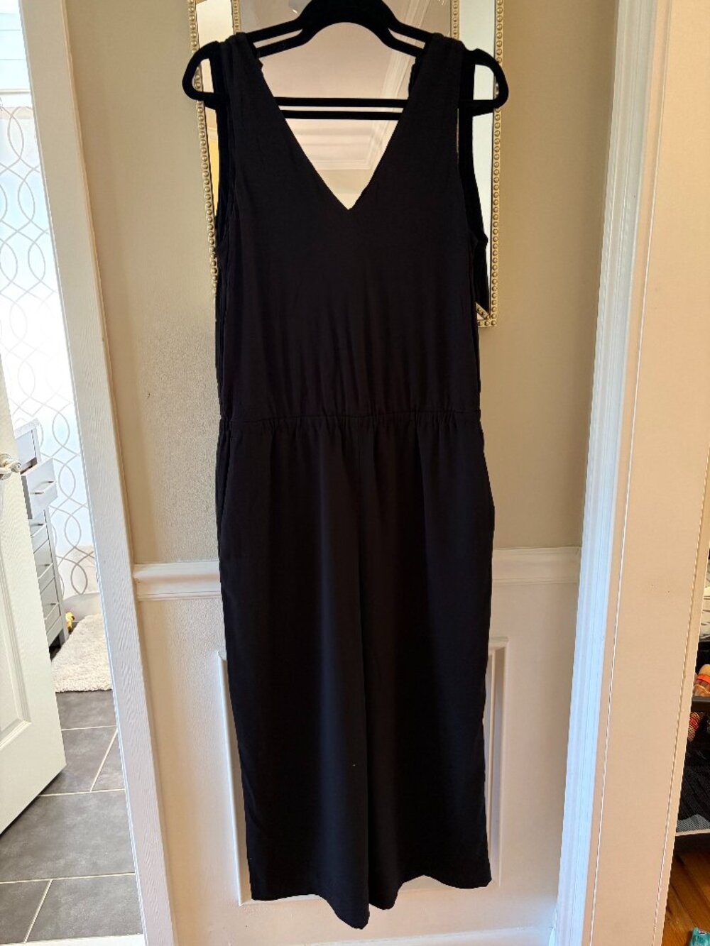 LOFT Black Mixed Media Jumpsuit, Size L, New With Tags!
